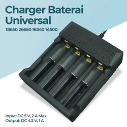 4 Slot Battery Charger USB Fast Charging Independent Slot for Lithium Lion Rechargeable Batteries
