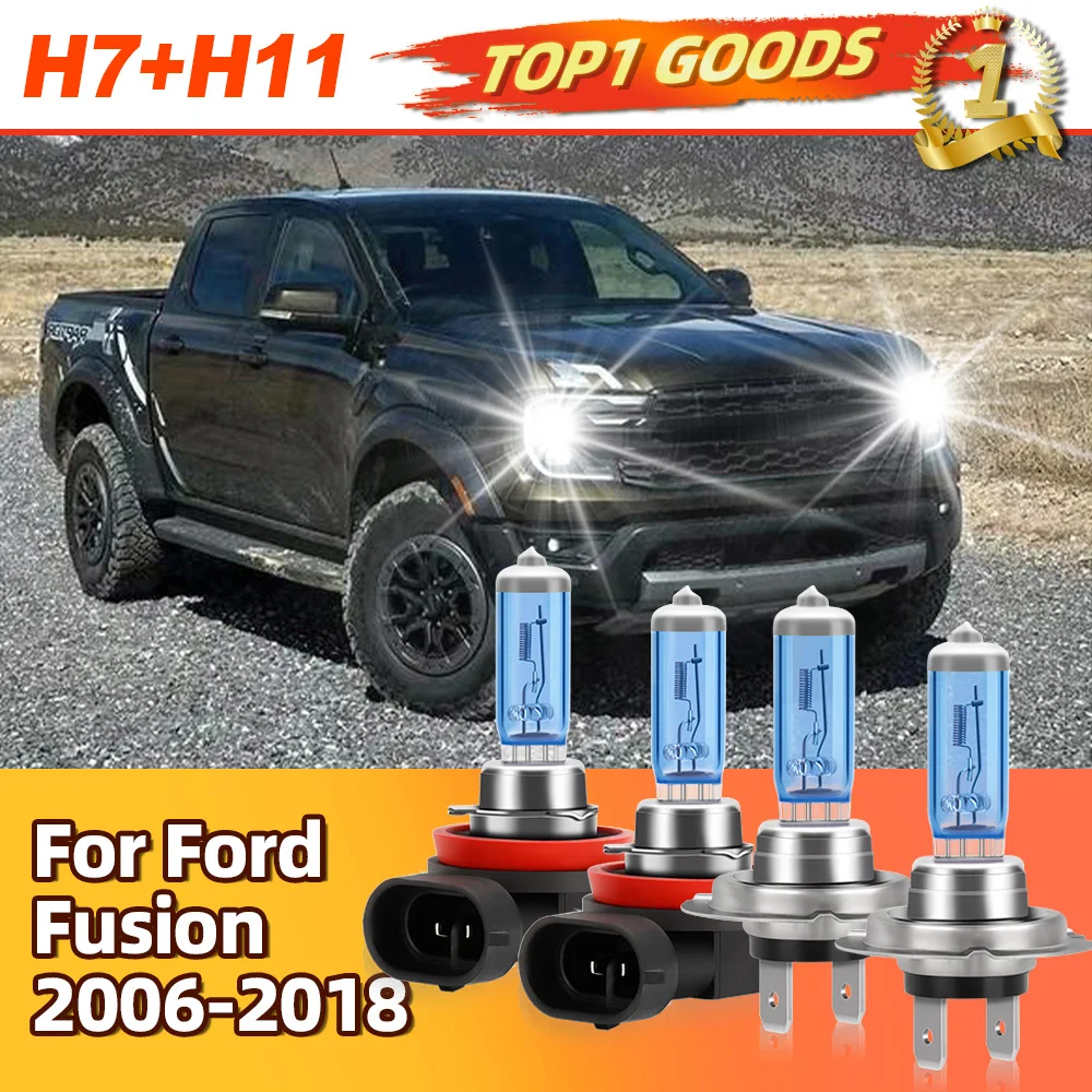 

4 шт. 25000LM для Ford Fusion 2006-2018 H7 H11 дальнего ближнего света 6000K белый Canbus Eror бесплатно 360 градусов освещение ip68 галогенная лампа