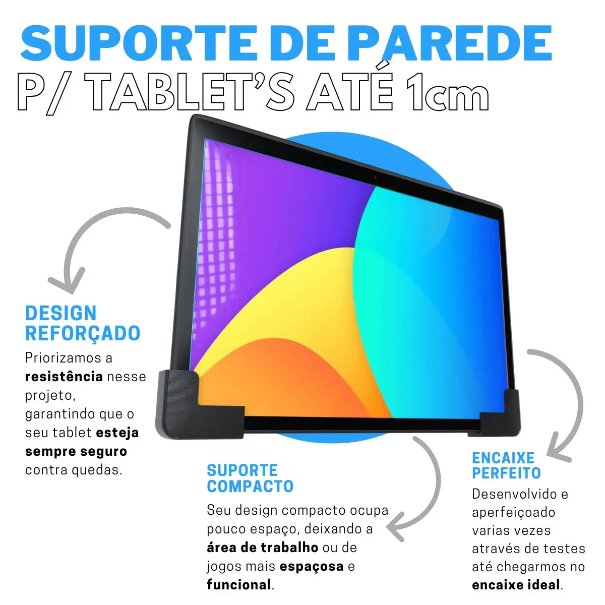 Suporte Stand De Parede Fixo Compatível com Tablet Universal