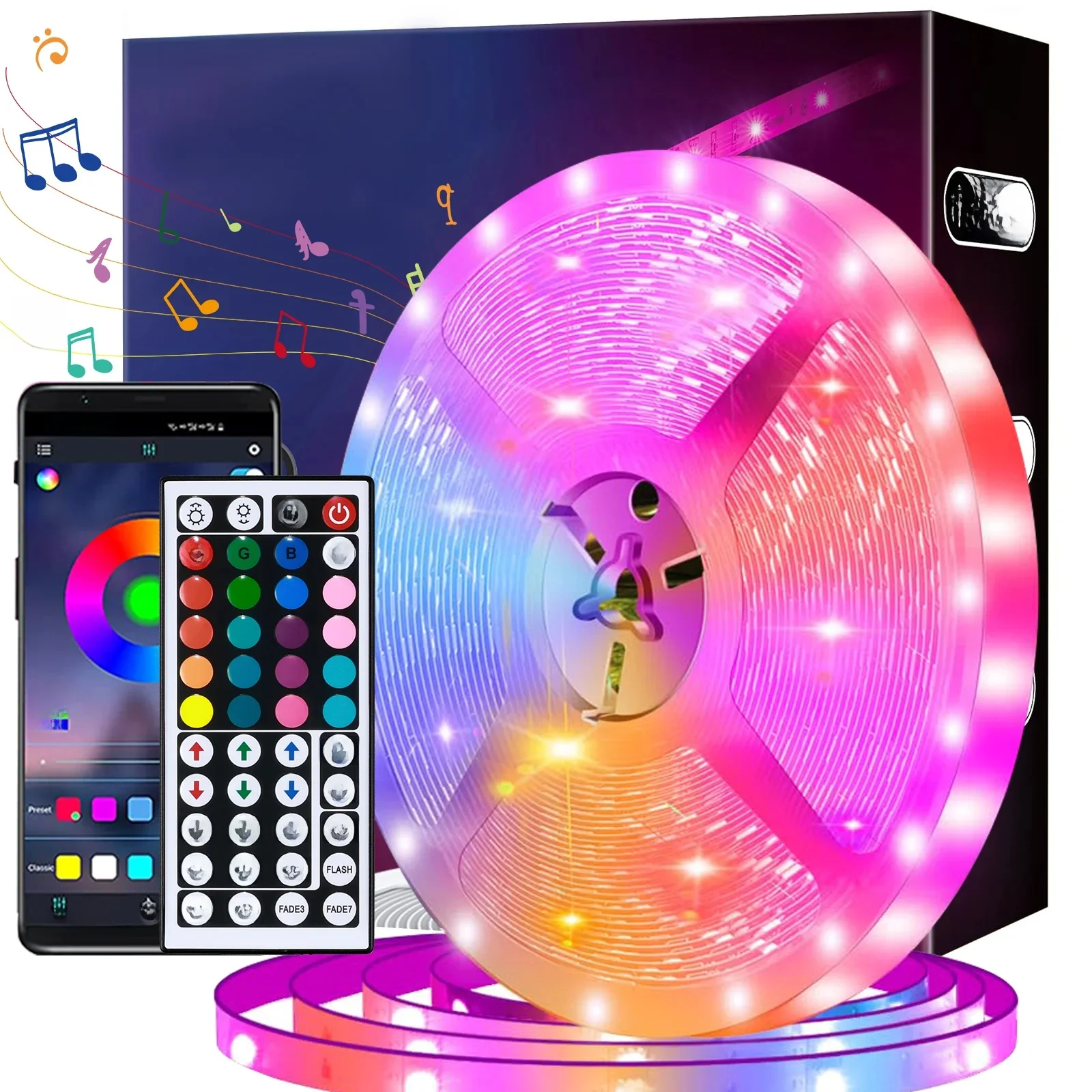 USB 1-30m LED Strip Lights RGB SMD 2835 Zmiana koloru Bluetooth App Control Led Diode Tape Ribbon For Room Decor TV BackLight — zdjęcie 2