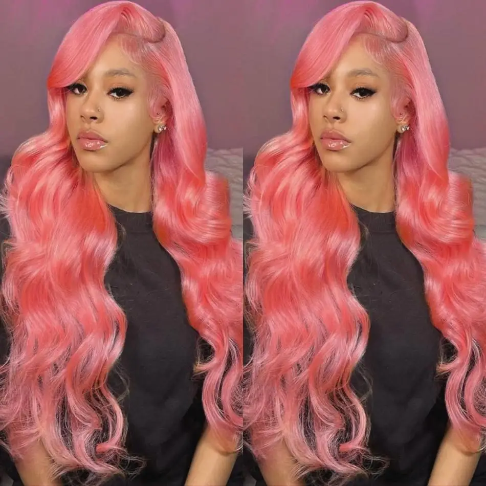 Body Wave Wigs Lace Frontal Wig 13x6 Pink Colored 30 40 Inch 13x4 Brazilian HD Transparent Human Hair For Women Lace Front Wigs