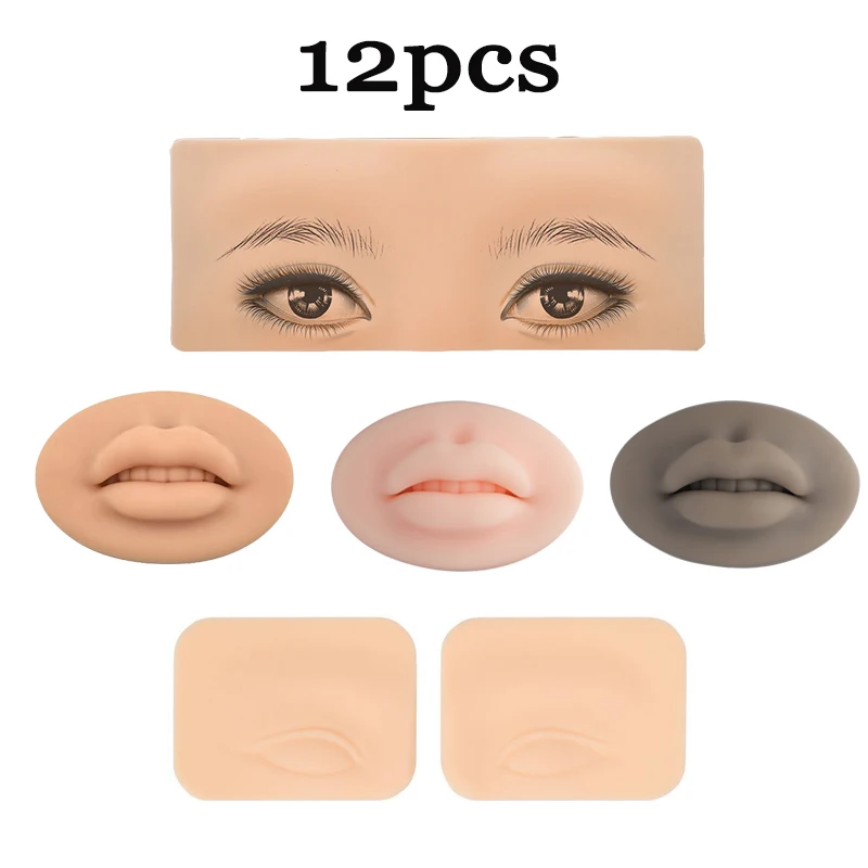 

12pcs Dimensional Soft Film Silicone Practice Skin Microblading Permanent Makeup Accessories PMU Beginner Tattoo Supplies Tool