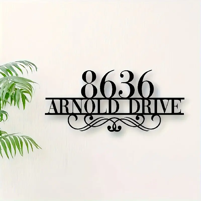 Custom Metal Address Sign with Number&Street Name, Elegant Wall Art Sign for Home Entrance, Gift for Holidays&Special Occasions,