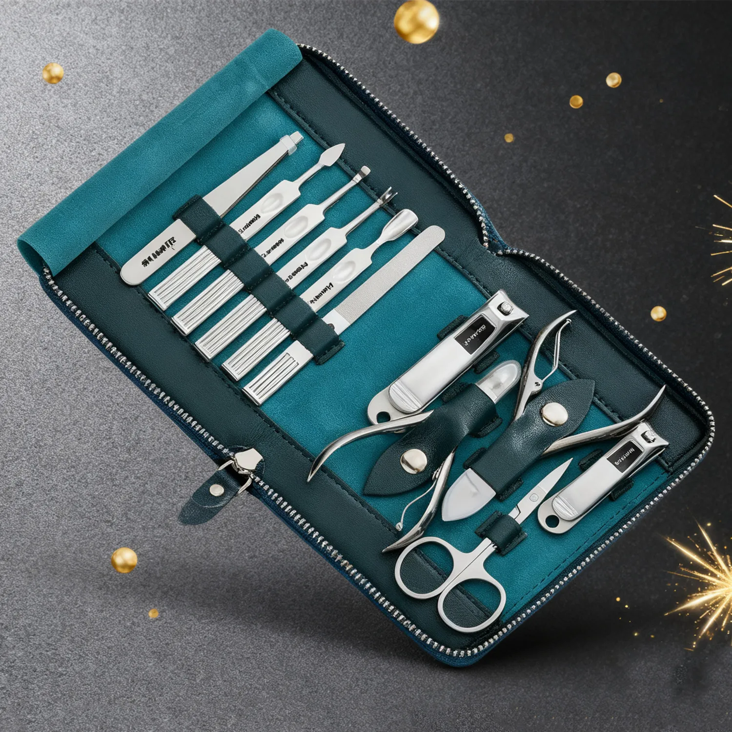 전문가용 매니큐어 세트, 11가지 기능 스테인리스 스틸 손톱깎이 페디큐어 관리 도구 네일 아트 용품 크리스마스 선물용