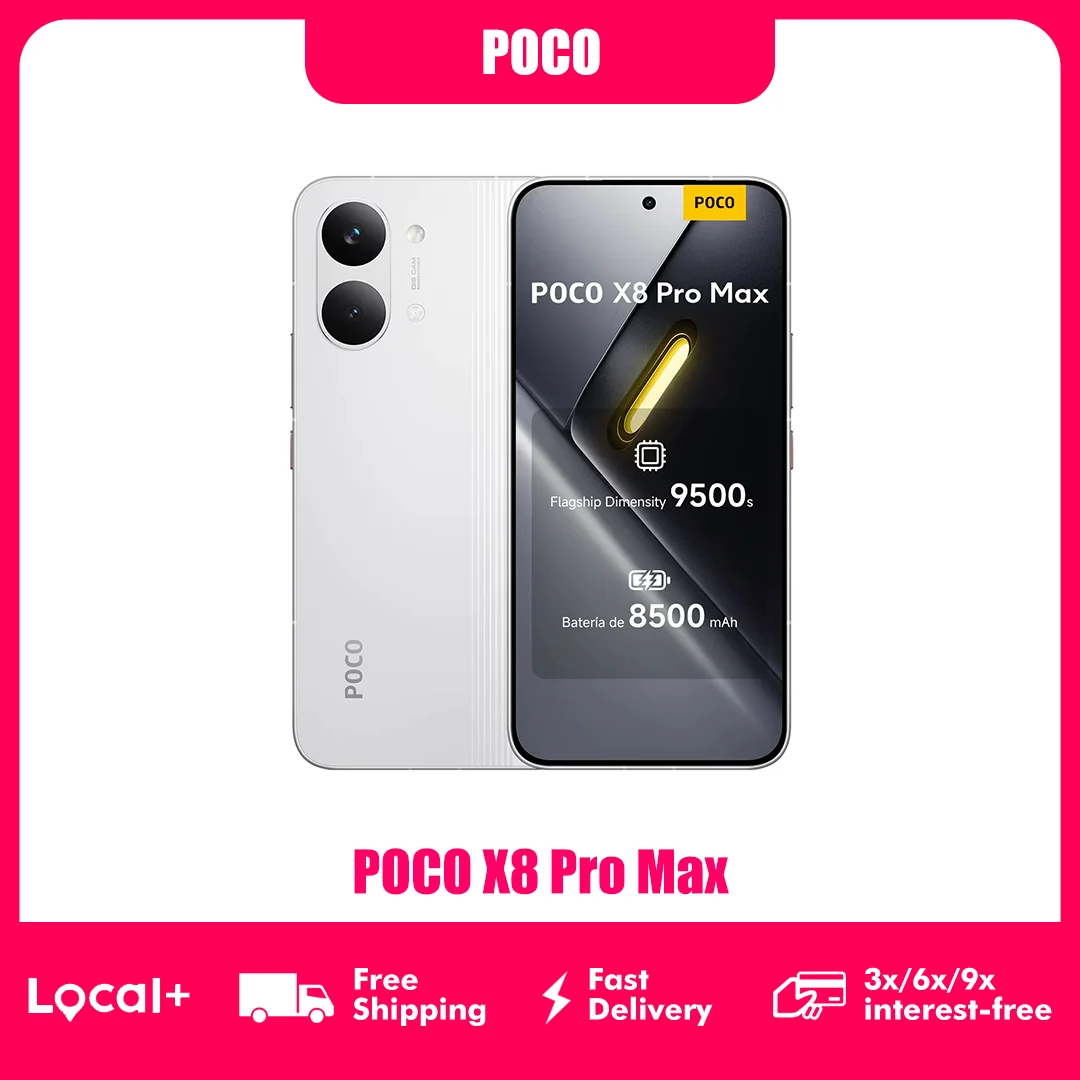 POCO X8 Pro MAX 5G 12GB 256GB 512GB NFC okostelefon Dimensity 9500s 8500mAh 50MP OIS kamera