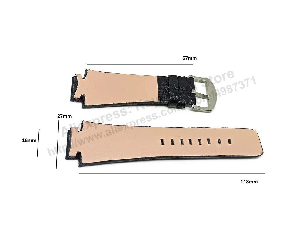 Diesel Cliffhanger DZ1089 , DZ1091 , DZ1186 , DZ1263 , DZ1299 Fits with 18mm Black Genuine Leather Handmade Watch Strap Band