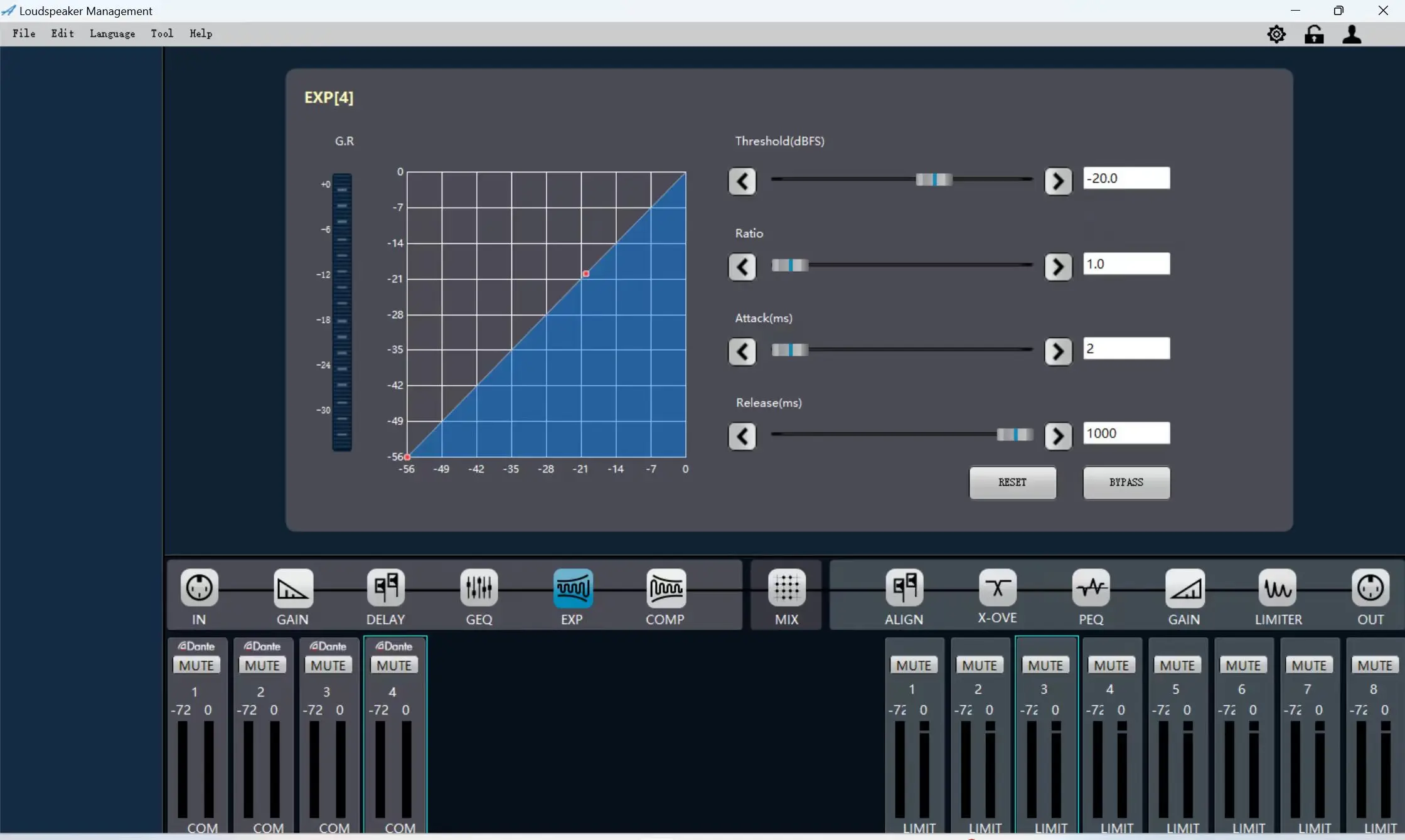 Paulkitson Professioneller Audioprozessor, 4 Eingänge, 8 Ausgänge, mit Dante-Netzwerk, DPS, digitaler Audioprozessor für Lautsprechermanagementsystem – Detail 6