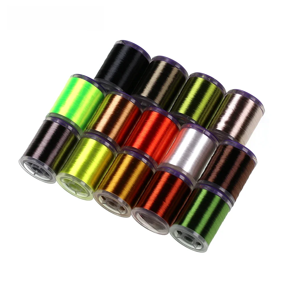 ICERIO 250Yards 75D fil de liaison de mouche à haute résistance lisse plat en Nylon légèrement ciré matériel d'attache pour attacher des mouches sèches et humides de nymphe