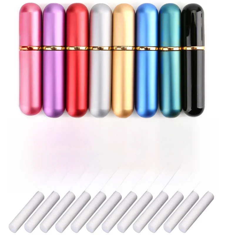 Inhalateur Nasal en aluminium/PP, 8/15/50 jeux, étui vierge sans BPA pour huiles essentielles, bâtons d'inhalateur d'aromathérapie avec mèche en coton