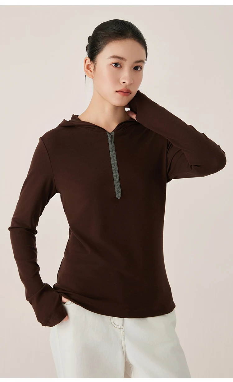 KX9523407 Eleganter Damen-Strick-Hoodie aus Wollmischung mit Langen Ärmeln und Spandex – Detail 9
