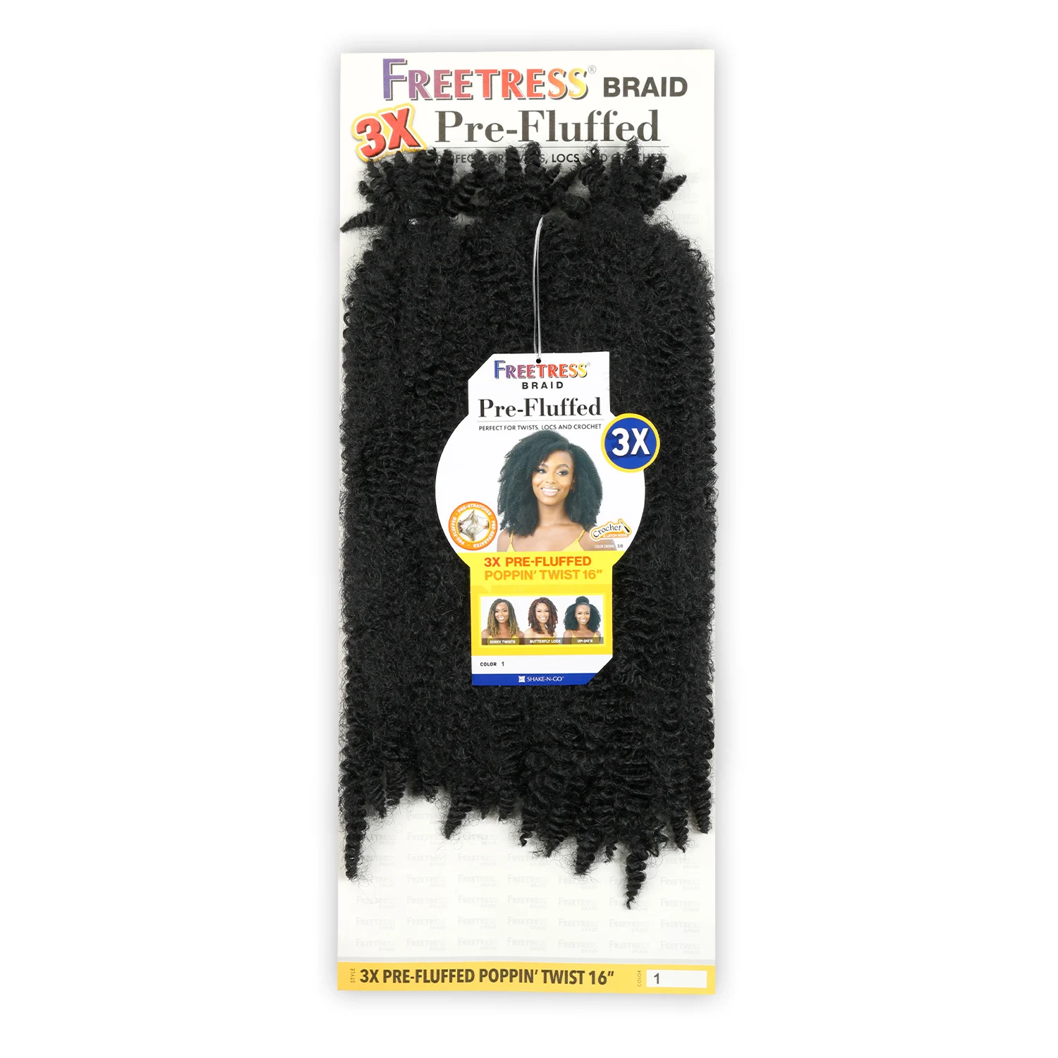ضفائر كروشيه صناعية من FreeTress 3X تويست بوبين منفوش مسبقًا 16 بوصة #1