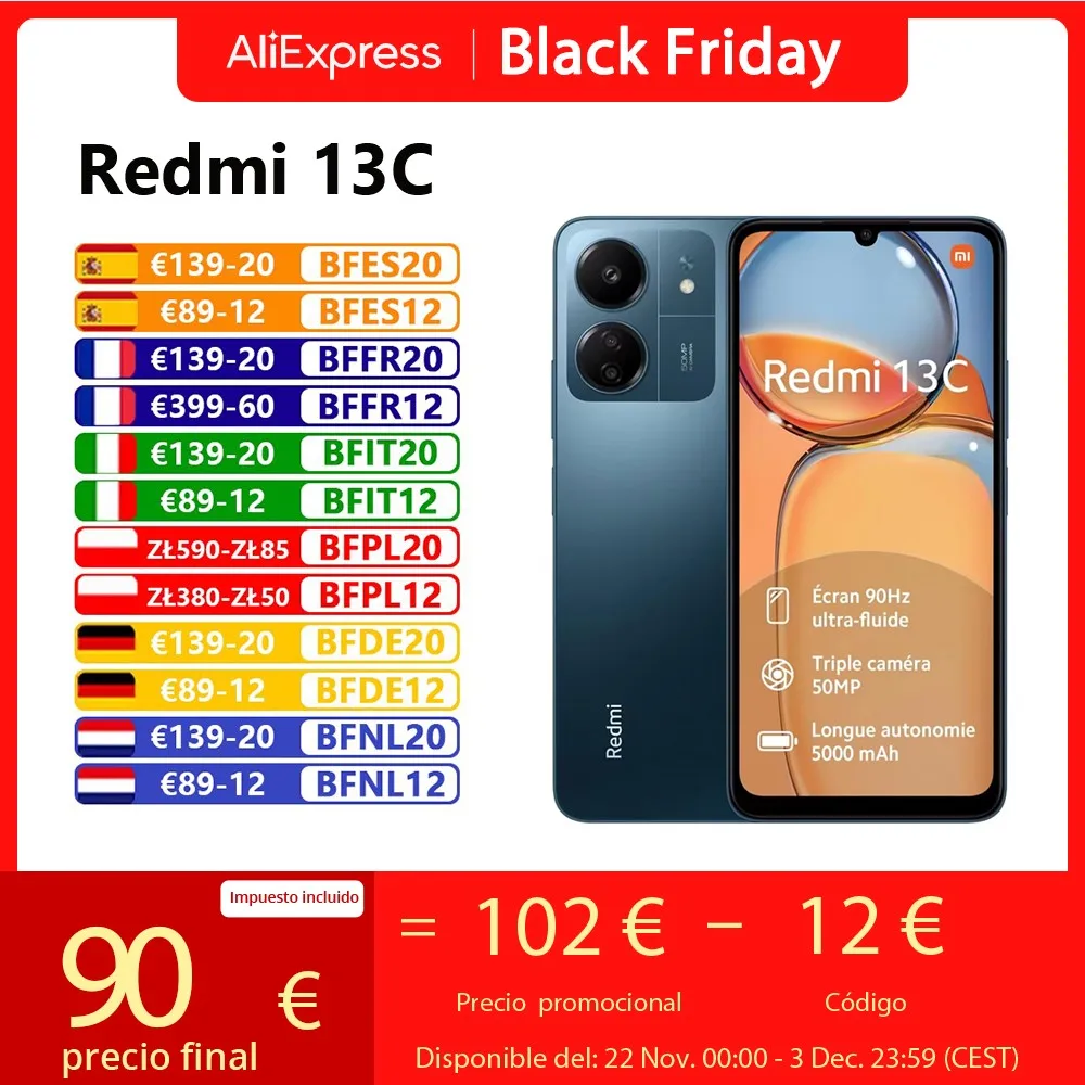 Global Version Xiaomi Redmi 13C MediaTek Helio G85 Octacore 50MP Camera 5000mAh 90Hz 6.74