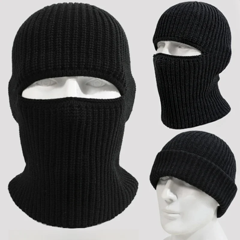 AliExpress 2In1 Mask Beanies Hat Men Winter Balaclava Hats Knitted Hats Fashion Full Face Ski Bonnet Tactical Cycling Earmuffs Cap Knitted