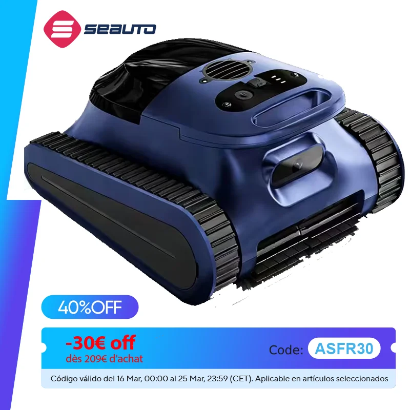(2026 up) Seauto Crab Pro Cordless Robotic Pool cleaning, 45,000Pa fiction, Wall Climbing, I-power Path Sonar Navigation