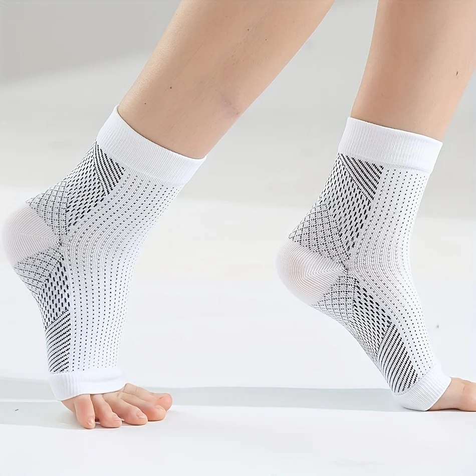 

One Pair Unisex Open-Toe Copper Fiber Compression Socks, Breathable & Comfortable with Arch Support, Sports Socks for Running, H