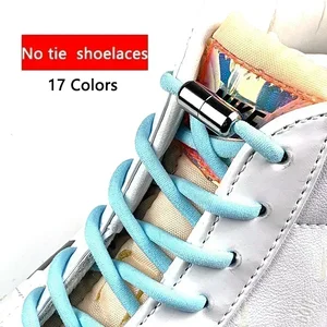 100cm  Elastic No Tie Shoelaces Metal Lock Shoe Laces For Kids Adult Sneakers Quick Shoelaces Semicircle Shoestrings
