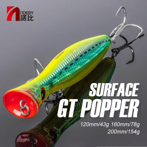 Imagen 1 del producto Señuelo de pesca Noeby Popper, 120mm, 43g, 160mm, 78g, 200mm, 154g, Wobblers de superficie, cebo duro Artificial de agua salada para aparejos de pesca GT