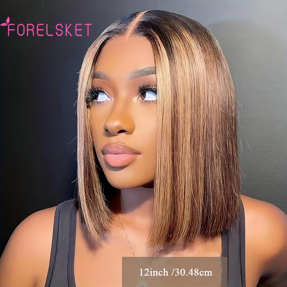 

Wear Bright Colors On The Go With Glueless Bob, 150% Density 6x4 HD Glueless Lace Bob, Honey Blonde P4/27 Bob Lace Closure Wig