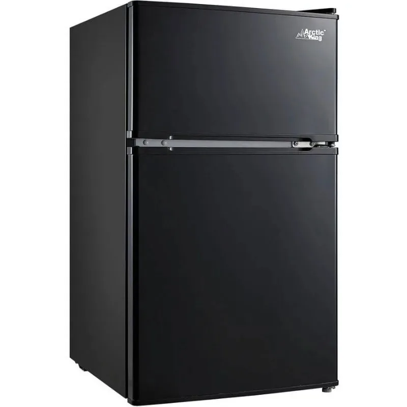 Arctic King 3.2 Cu ft Two Door Mini Fridge with Freezer, Black, E-Star, ARM32D5ABB