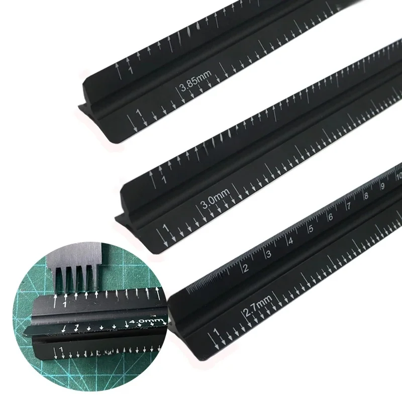 Règle d'espacement du cuir, outil auxiliaire multifonctionnel en alliage d'aluminium pour l'artisanat du cuir de bricolage