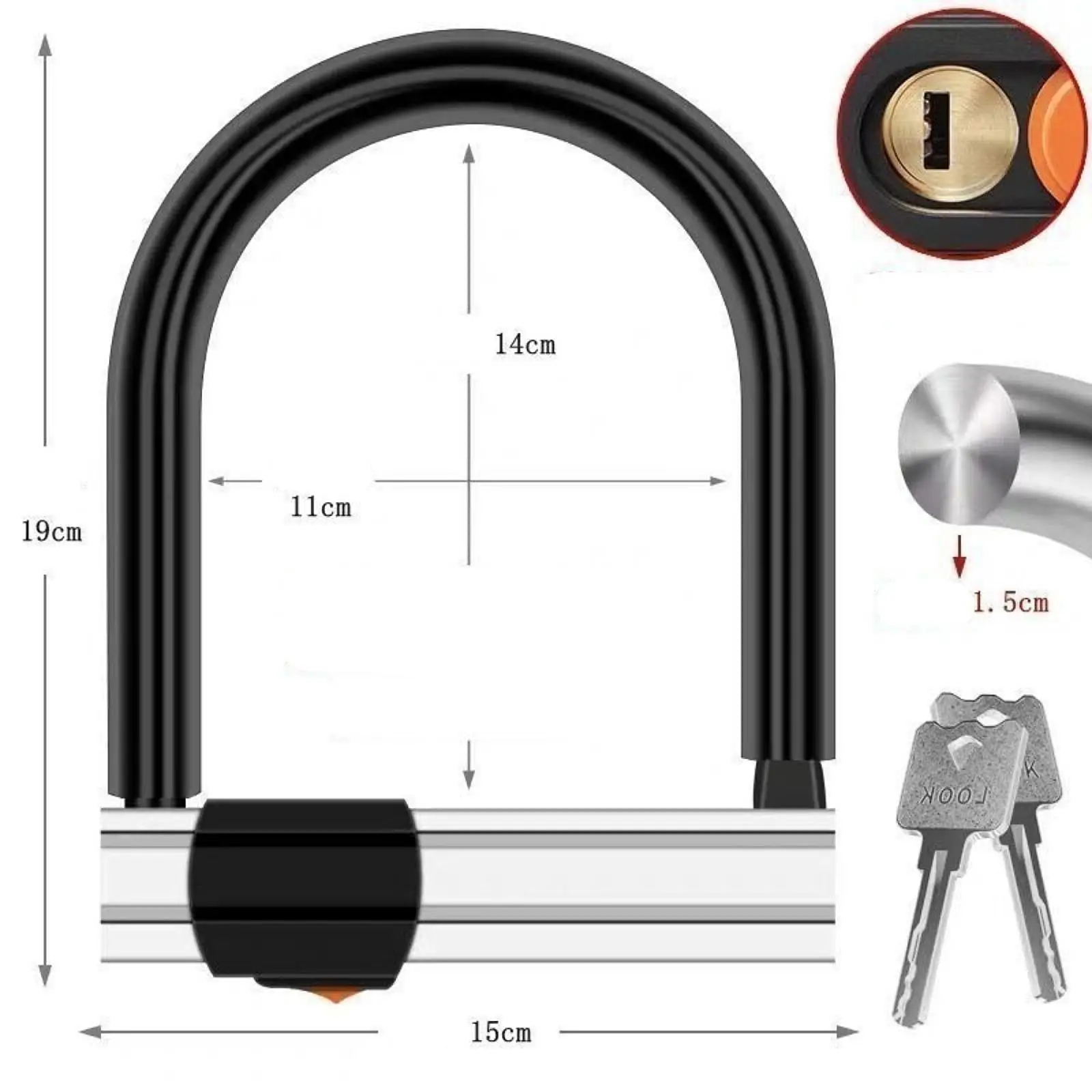 전기 자전거 U 모양 잠금 오토바이 잠금 유압 커터 방지 잠금 방진 방수 스쿠터 세발자전거 사이클링 잠금 장치