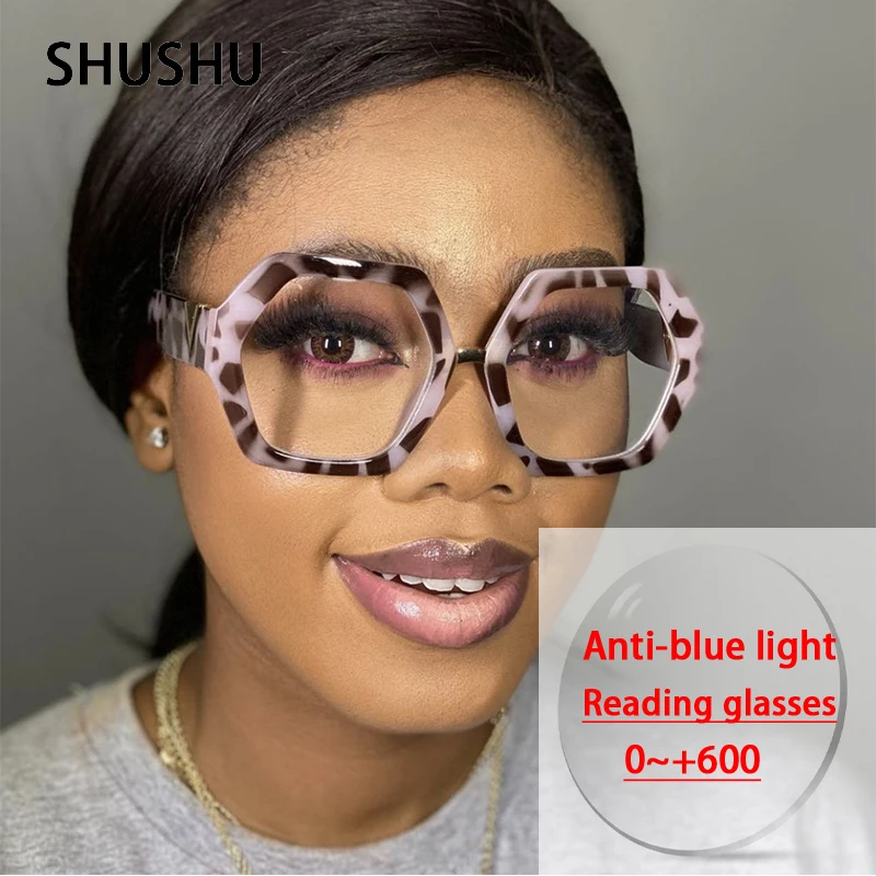 A117 The New Multilateral V-shaped Oversized Anti-Blue Light Presbyopic Glasses For Women 2023 Trend Computer Literature Frame