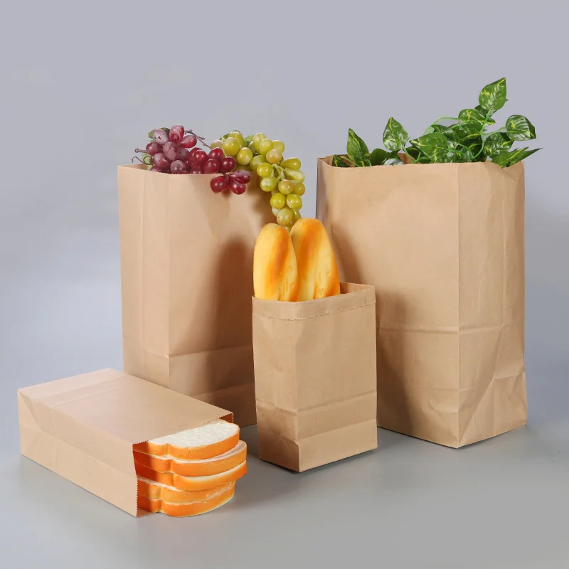 

100Pcs/Wholesale Large Kraft Paper Bags, Food, Vegetables, Candy, Cookies, Bread Universal, Environmental Protection and Durable