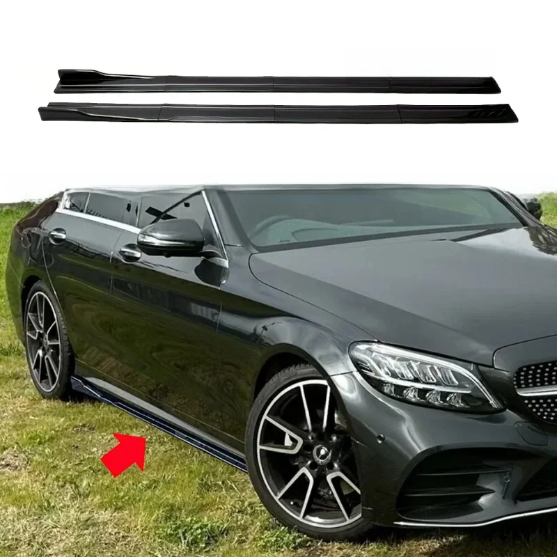 Dla 2015+ Mercedes-Benz Akcesoria W205 C63 C43 4Doors AMG C-Class Side Skirt Extension Diffusor 8Pcs ABS Lip — 2