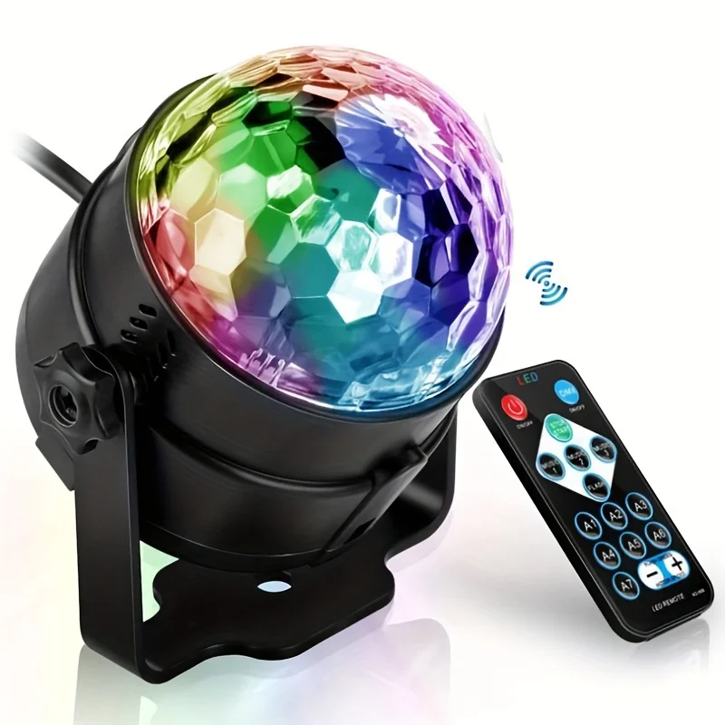 

Светодиодное освещение Mini Magic Ball с управлением звуком, освещение для диско-шара, звуковой активатор для вечеринок с дистанционным управлением, 7 цветов
