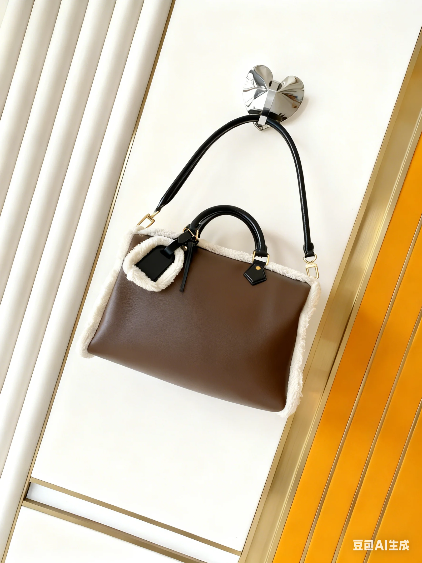 

2025 New Fashionable and Double Handle and Single Zippers Double Shoulder Straps Large Capacity Fur bag