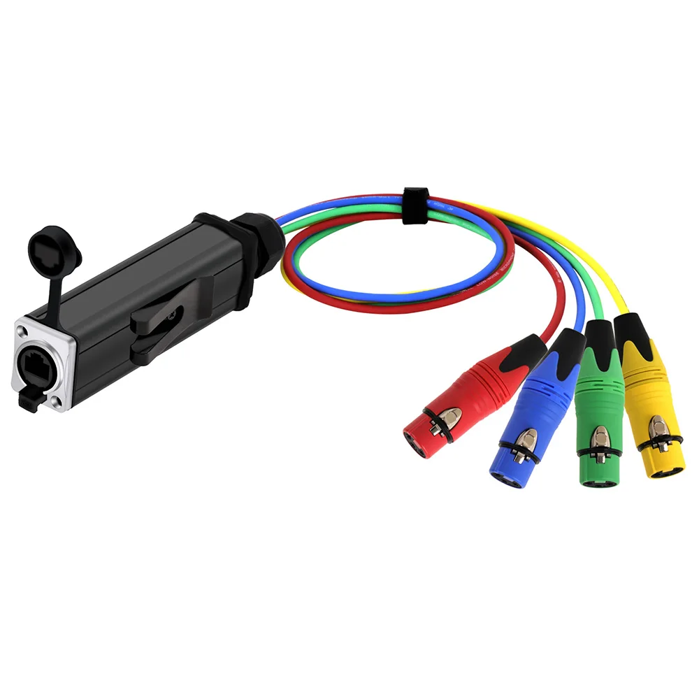 Receptor Multi Rede para Conversor RJ45 Cabo de Extensão de Áudio Adaptador para Estúdio de Palco e Gravação XLR, 4 Canais, 3Pin