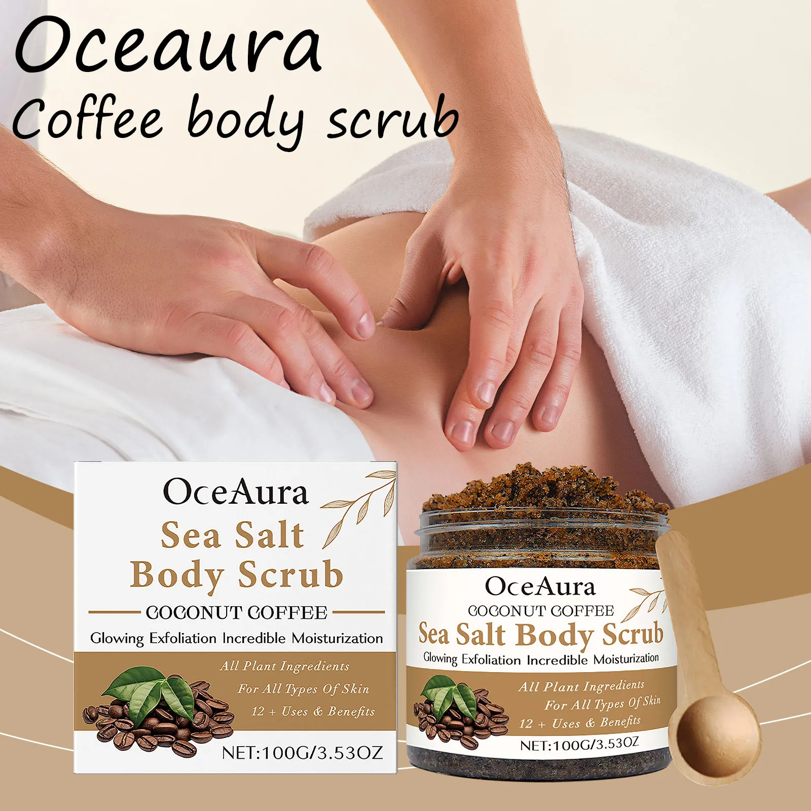 Oceaura Coconut Coffee Body Scrub Gentle Remove Dead Skin Moisturizing Cleaning Body Dirts Improve Roughness Body Scrub Cream