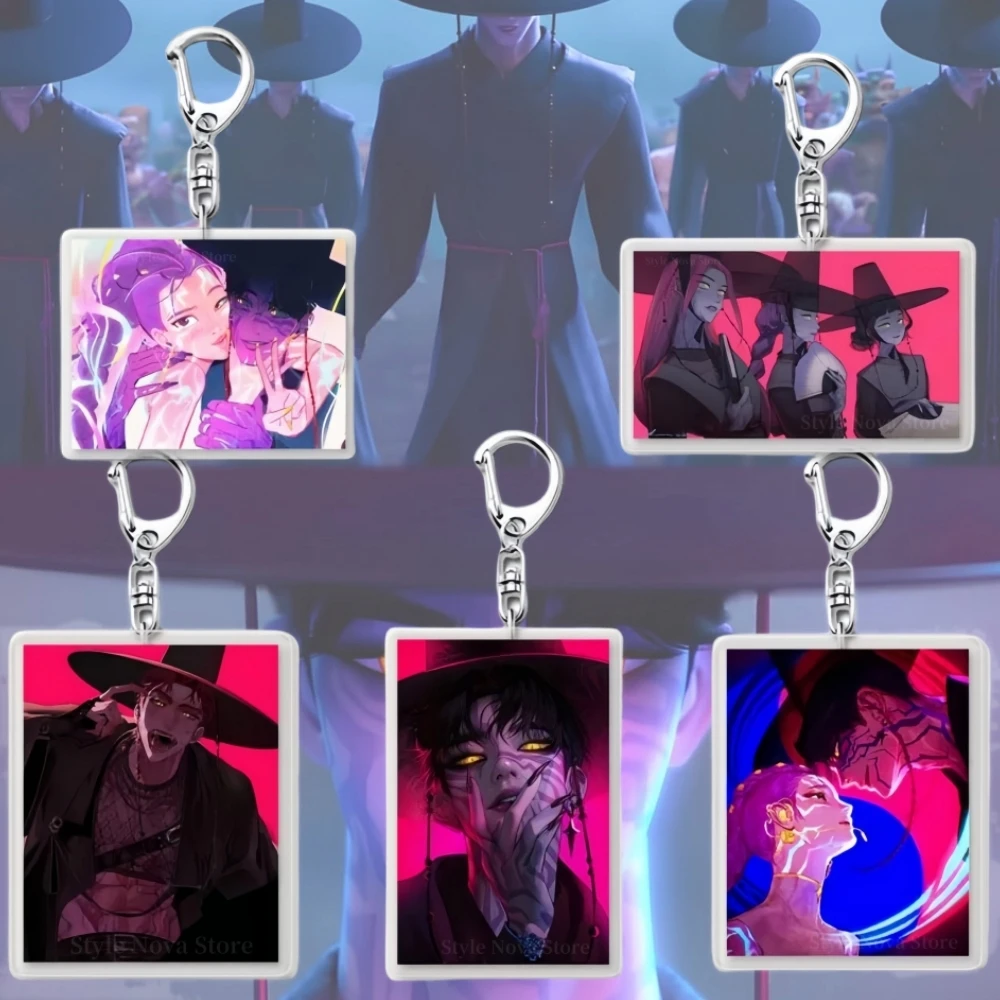 Kpop 악마 사냥꾼 루미 미라 조이 키 체인 코스프레 남성 여성 그룹 아이돌 소품 애니메이션 쥬얼리 선물 할로윈 의상 액세서리