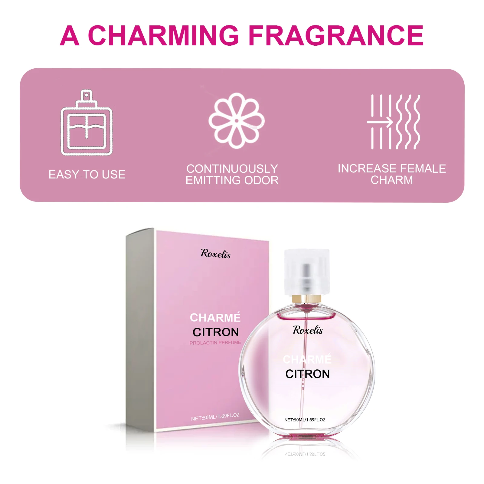 Roxelis 50ml Profumo affascinante da donna Profumo floreale Fragranza rinfrescante duratura Profumo elegante per atmosfera di appuntamenti da donna