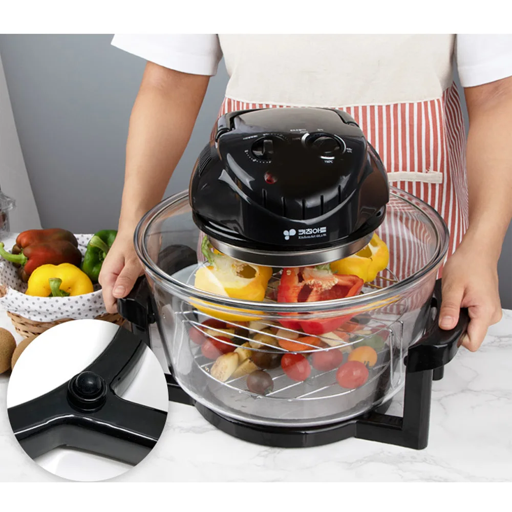 Kitchen Art light wave oven oven glass container timer 2-speed grill three-size heating automatic temperature control halogen heating rubber self-harm easy cleaning 12L mobile support KWS-2612L