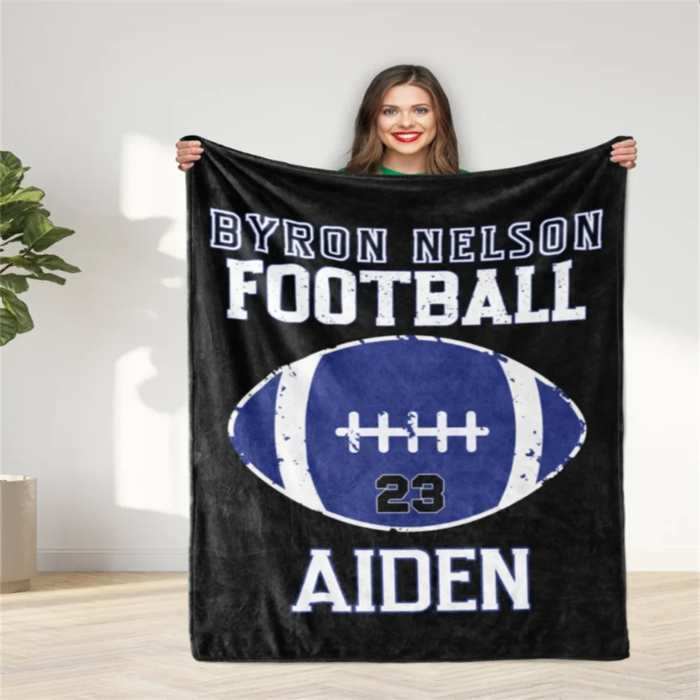 Personalized Football Name Blanket, Custom Gift Idea for Football Player, Minky or Sherpa Football Blanket, Blanket for Boys, Th