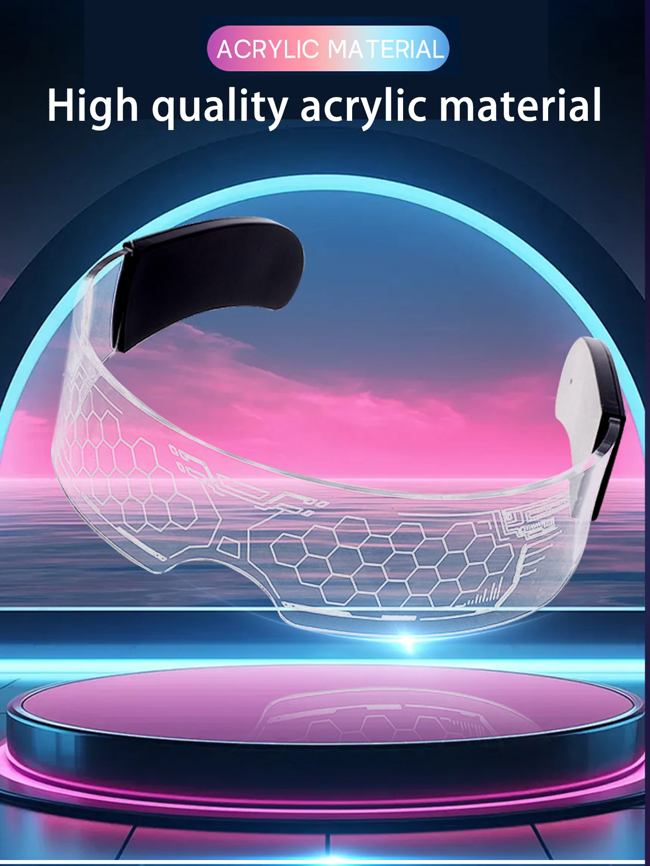 4 paia di occhiali colorati alla moda in stile cyberpunk con illuminazione a LED, con 12 modalità di colori arcobaleno, atmosfera da discoteca bar per feste glo