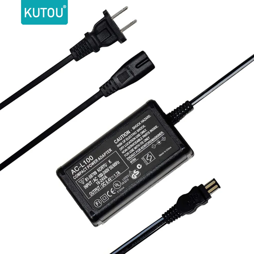 

KUTOU Camera Charger AC-L100 AC Power Adapter And DC Coupler Charger For SONY Handycam DCR-TRV MVC-FD DSC-S30 DCR-DVD100 Cameras