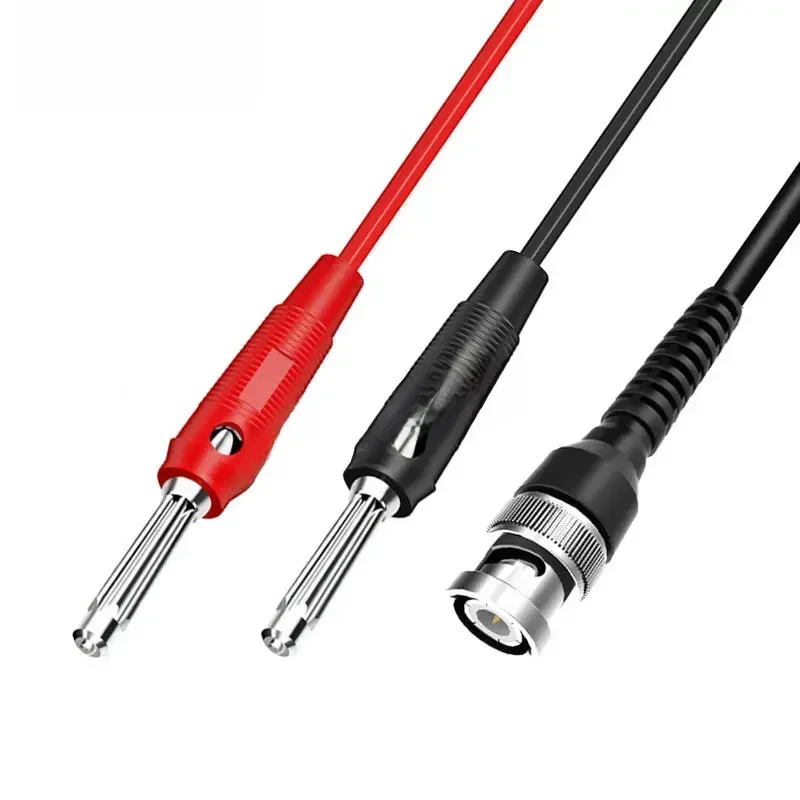 Cleqee P1008A BNC męski na podwójny 4mm wtyk bananowy z przewodami pomiarowymi Sonda Q9 kabel oscyloskopowy 120CM — zdjęcie 2