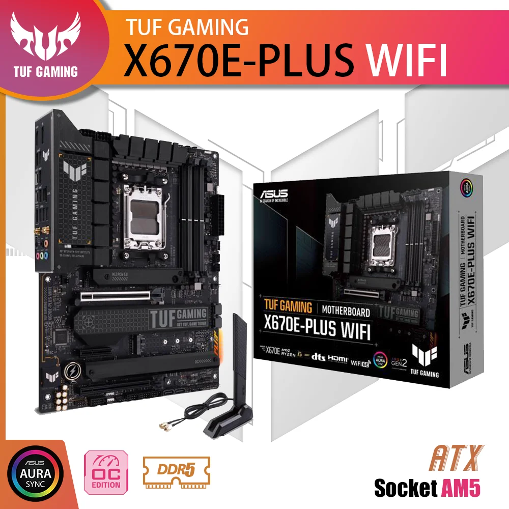 

New ASUS TUF GAMING X670E-PLUS WIFI AM5 Motherboard DDR5 Mainboard Support AMD Ryzen 7000 Series Processor CPU R5 R7 R9 Kit