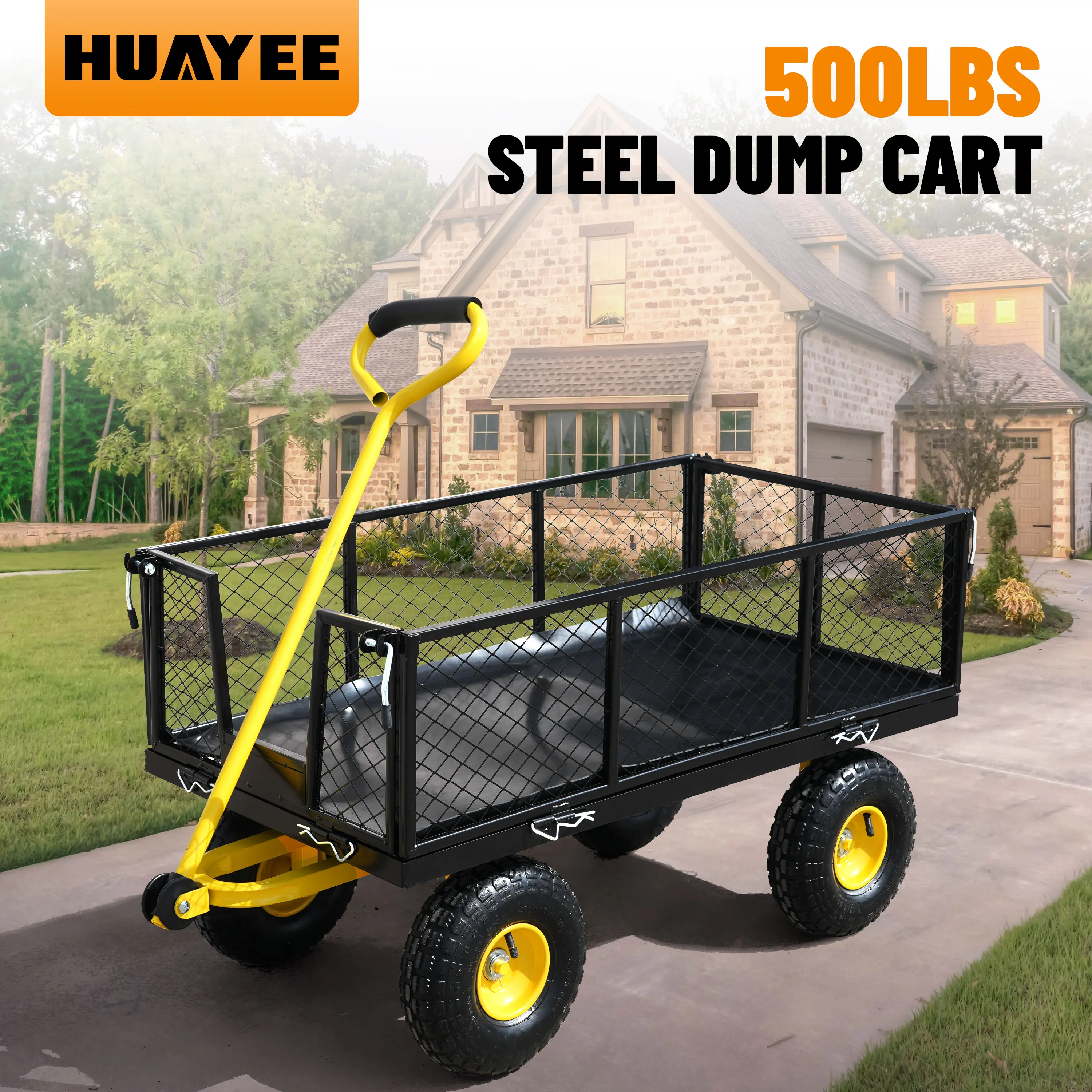 Chariot de jardin, chariot polyvalent avec côtés détachables, parfait pour le jardin, la ferme, la cour, livraison gratuite à domicile