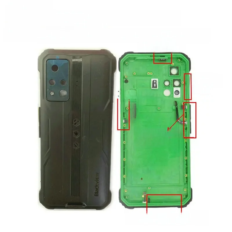 Dla Blackview BV9200 tylna pokrywa typ C wtyczka przeciwpyłowa oryginalny przycisk linii papilarnych słuchawka głośność zasilania FPC tylna obudowa — zdjęcie 2