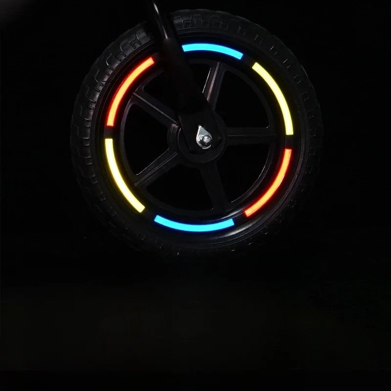 Autocollant réfléchissant pour pneus, autocollant de sécurité couleur pour enfants, autocollant réfléchissant pour vélo d'équilibre, autocollant de roue, accessoires de vélo