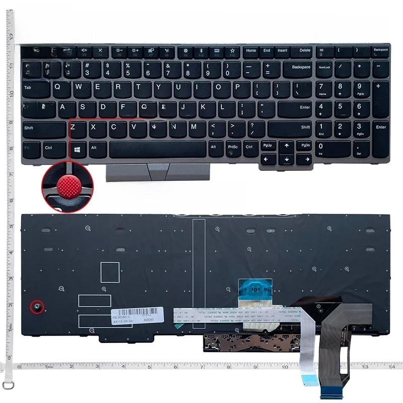 Nowa angielska klawiatura US/RU do ThinkPad E580 E585 E590 E595 L580 L590 T590 P52 P72 R590 P51S T580S E590 P52 T15 Gen 1/T15 Gen 2 — zdjęcie 2
