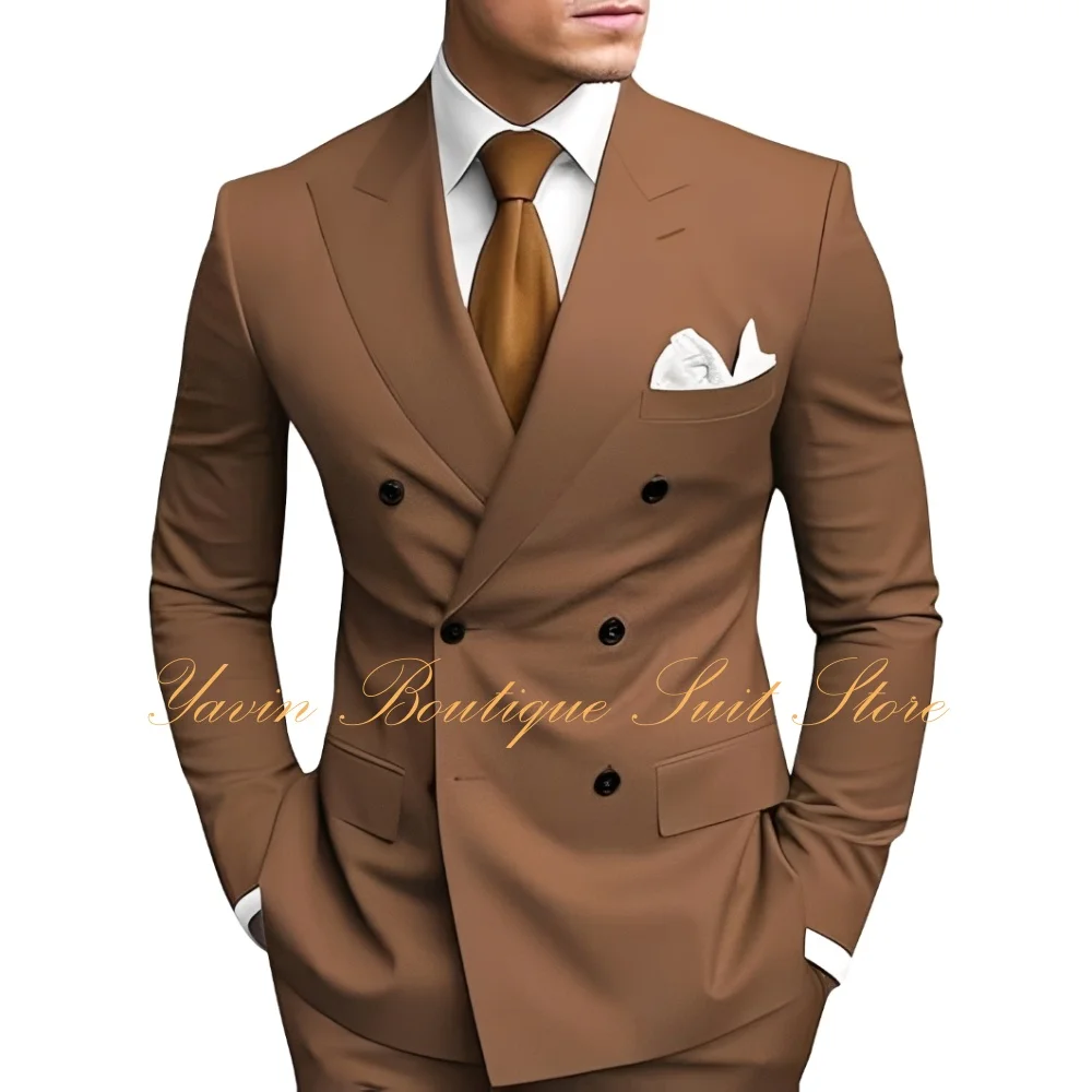

2 Piece Double Breasted Suit For Men Slim Fit Men’s Double Breasted Blazer Pants Sets Wedding Tuxedo Prom Business Suits