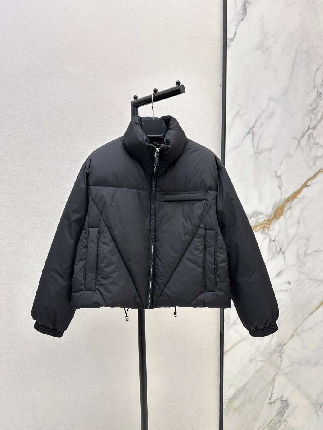 2026 Women Winter Stand Collar Geometric Cut Short Warm Jacket ZX5739
