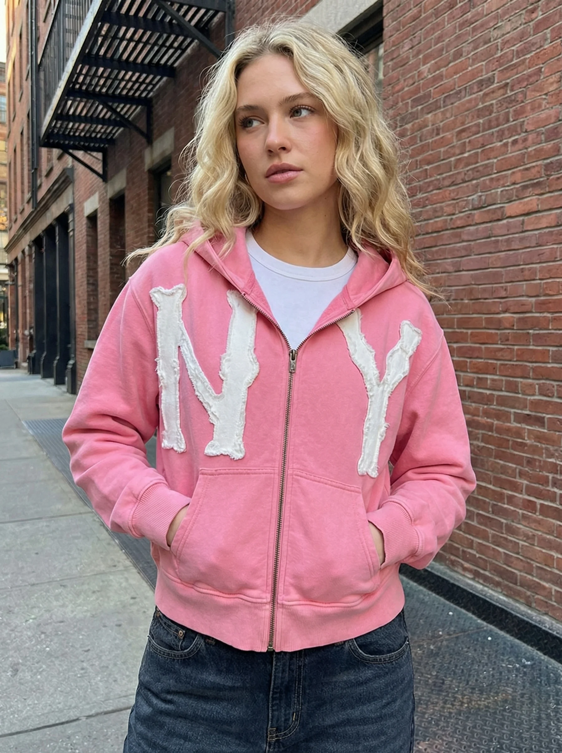 Street Style Zipper Hoodie Casual Loose Fit American Simple Printed Open Cardigan Sweatshirt Hip Hop Loose S