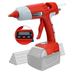 Kit de pistola de pegamento caliente inalámbrica, 100W, para Milwaukee, batería de 18V, con barras de pegamento de 10 piezas y 11mm, pistola de pegamento Digital LED de fusión en caliente (sin batería)