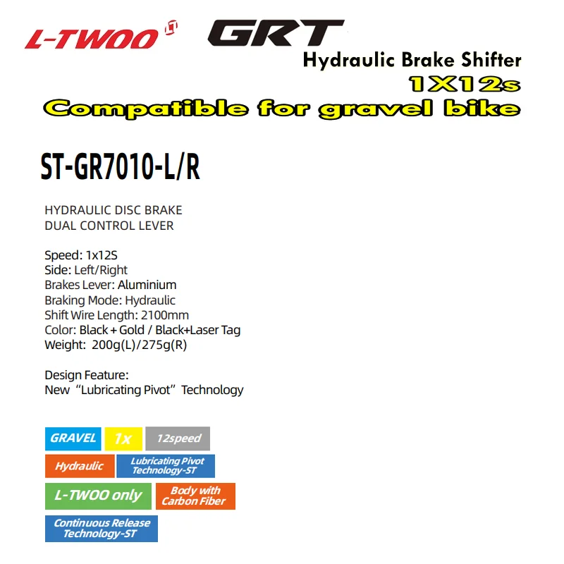 LTWOO GRT 12s الحصى الدراجة الصحن الهيدروليكي الفرامل شيفتر عتلات 1x12 سرعة سبيكة التبديل دراجة شيفتر 12s الفرامل اليمنى شيفتر