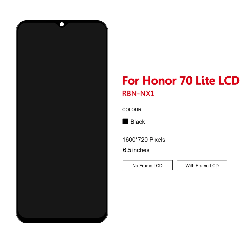 6.5\'\' Tested Display For Honor 70 Lite LCD RBN-NX1 Display Screen Touch Panel Digitizer For Honor70Lite Display Replacement